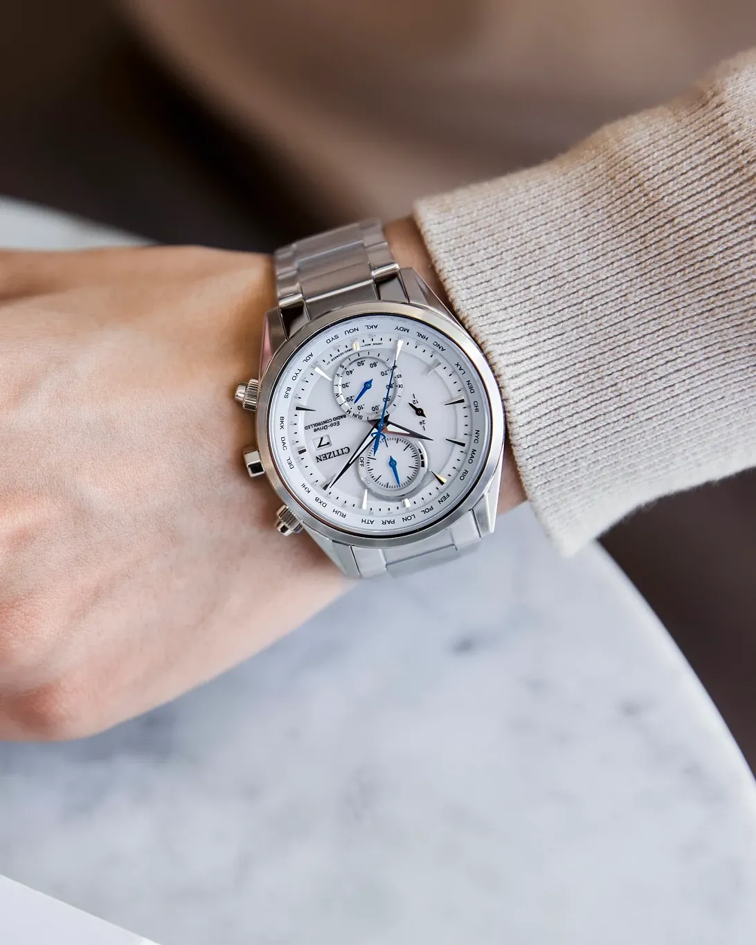 Sport Luxury White Dial Stainless Steel Bracelet AT8260-85A | CITIZEN